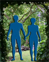Image of man and woman leaving garden