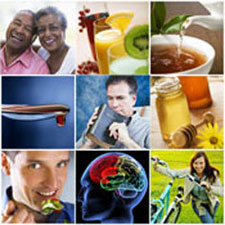 Collage of various aspects of good health
